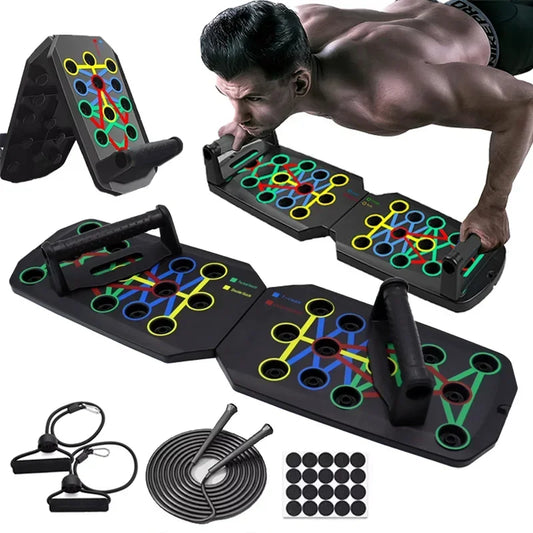 Portable Push Up Board. Customisable to target different muscle groups. With Rope Attachment.